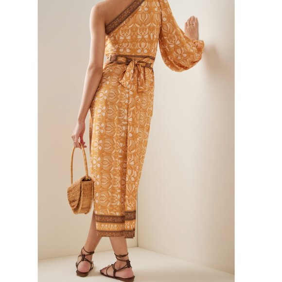 Andres Otalora Abril Asymmetric Pareo Midi Dress Size Orange/Brown Small NWT - Picture 3 of 15